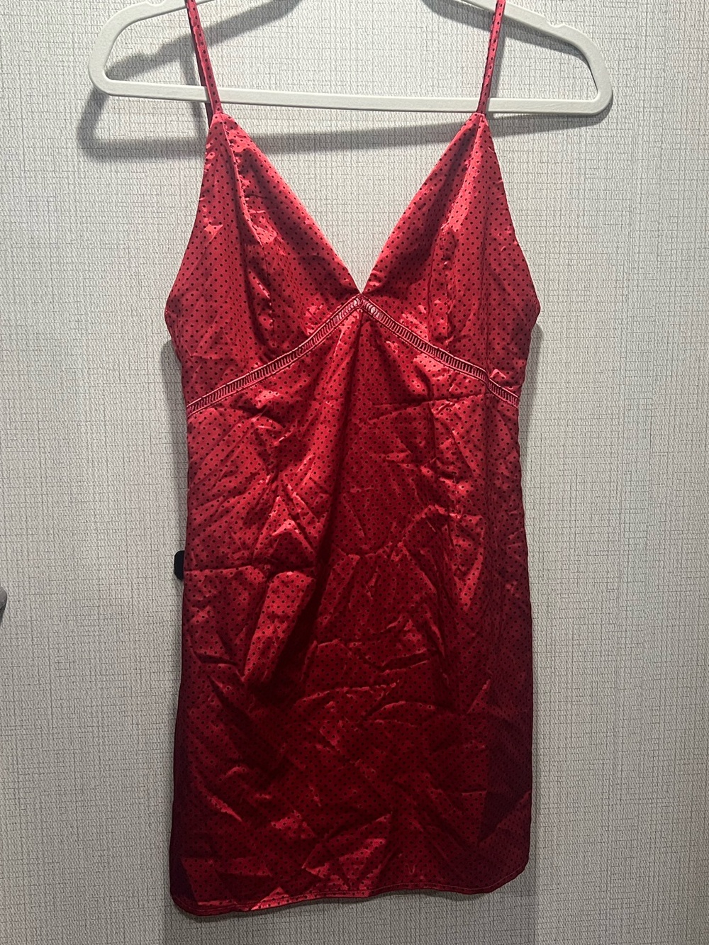 Superdown Red Satin Polka Dot Mini Slip Dress Small Y2K Coquette